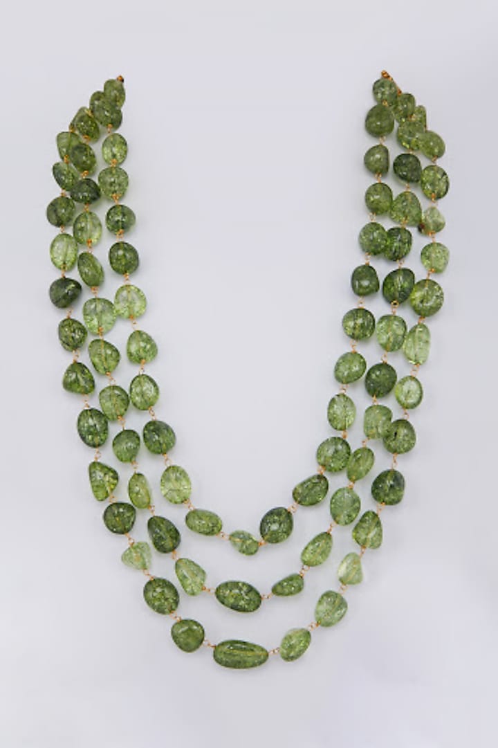 Green Glass Beaded Necklace by Moh-Maya By Disha Khatri