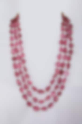 Pink Glass Beads Necklace by Moh-Maya By Disha Khatri