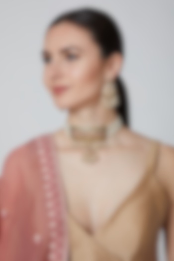Gold Finish Jadau Necklace Set by Moh-Maya By Disha Khatri