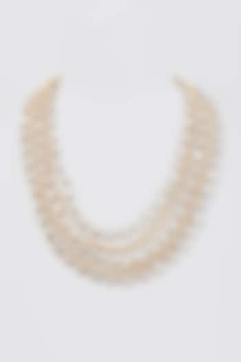 Gold Finish Grey Beaded Long Necklace by Moh-Maya by Disha Khatri