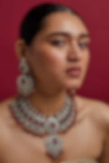 Gold Finish Red Stone Choker Necklace Set by Moh-Maya by Disha Khatri at Pernia's Pop Up Shop