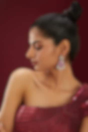 Gold Finish Kundan Polki & Purple Stone Dangler Earrings by Moh-Maya by Disha Khatri at Pernia's Pop Up Shop