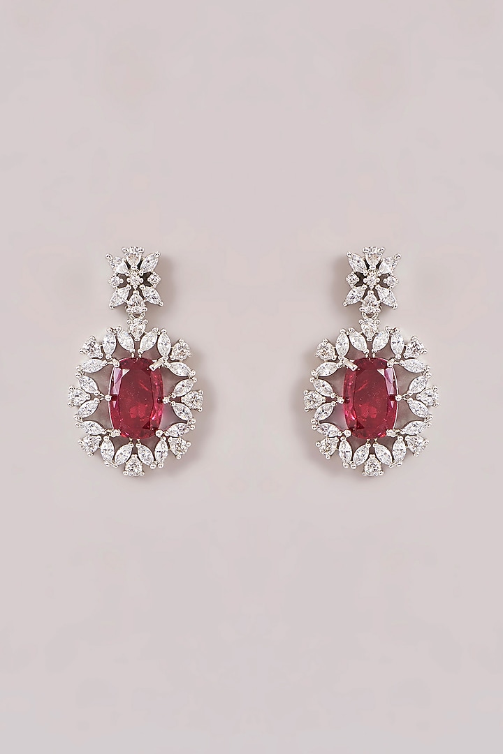 White Finish Zircon & Ruby Stone Choker Necklace Set by Moh-Maya by Disha Khatri at Pernia's Pop Up Shop