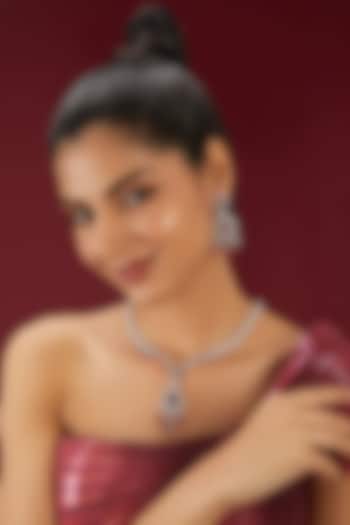 White Finish Zircon & Ruby Necklace Set by Moh-Maya by Disha Khatri