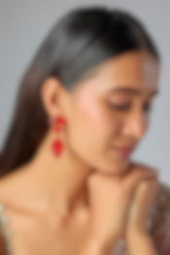 Gold Finish Ruby Stone Dangler Earrings by Moh-Maya by Disha Khatri at Pernia's Pop Up Shop