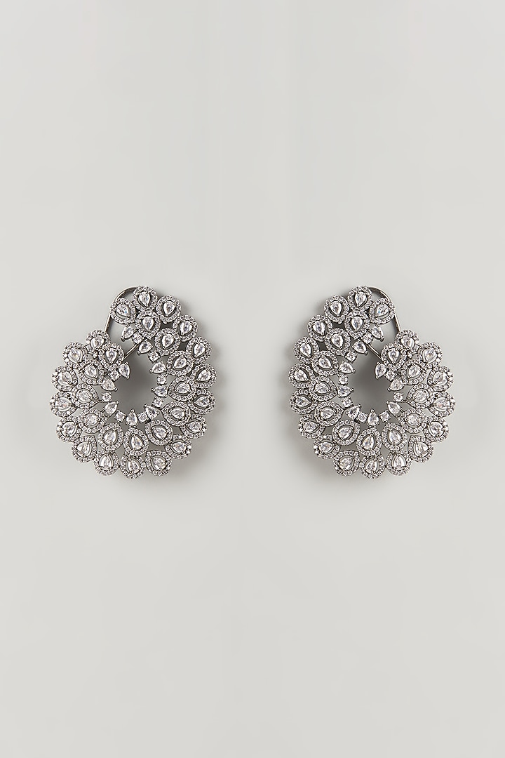 Black Rhodium Finish Zircon Dangler Earrings by Moh-Maya by Disha Khatri at Pernia's Pop Up Shop