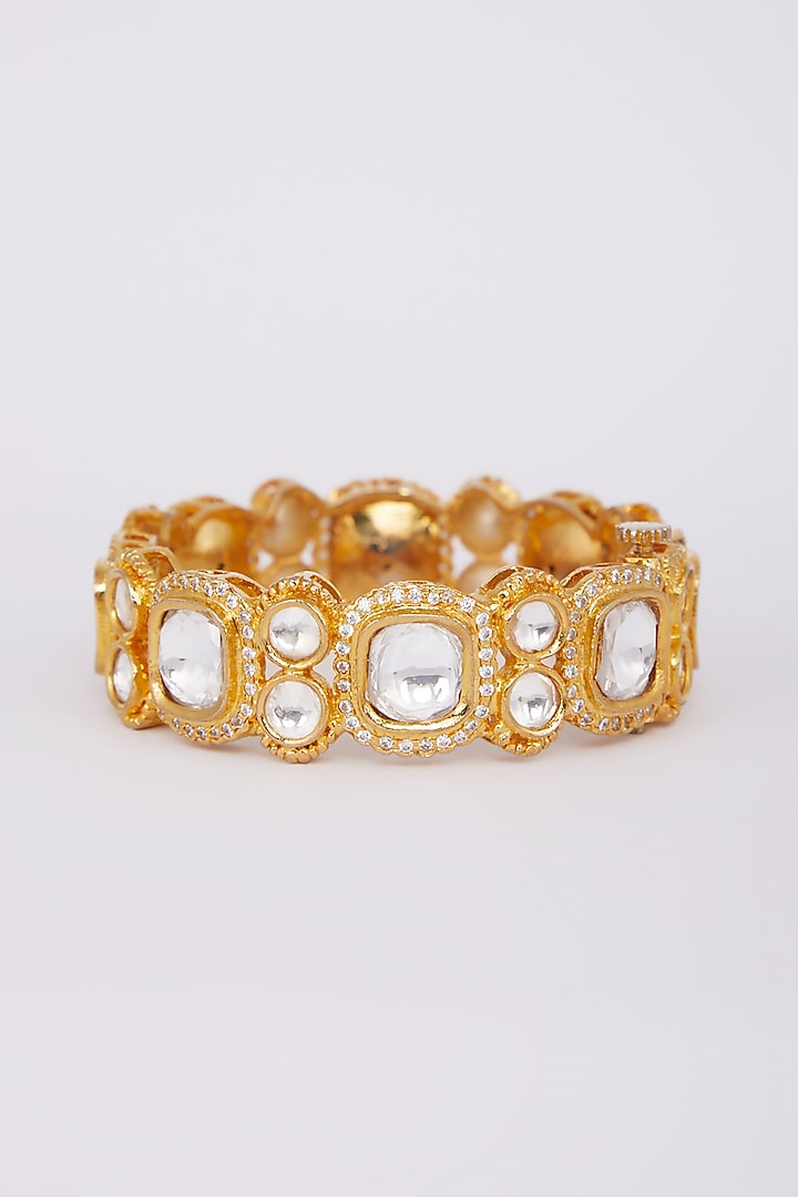 Gold Finish Polki Kundan Bangle by Moh-Maya By Disha Khatri at Pernia's Pop Up Shop