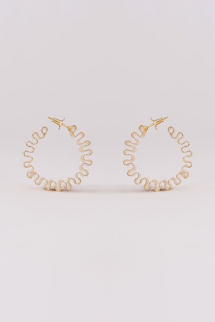 Gold Finish Self Design Hoop Earrings by Moh-Maya by Disha Khatri at Pernia's Pop Up Shop