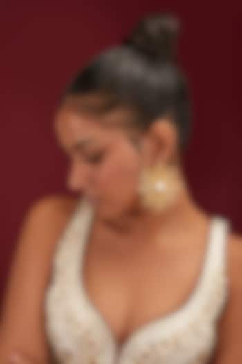 Gold Finish Pearl Pine Tree Stud Earrings by Moh-Maya by Disha Khatri at Pernia's Pop Up Shop