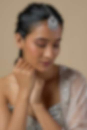 Silver Finish Zircon Maangtikka by Moh-Maya by Disha Khatri at Pernia's Pop Up Shop