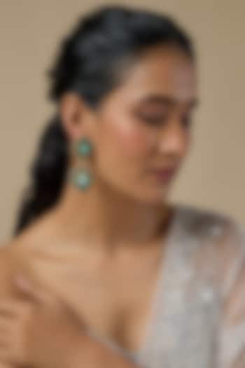Gold Finish Emerald & Zircon Dangler Earrings by Moh-Maya by Disha Khatri at Pernia's Pop Up Shop