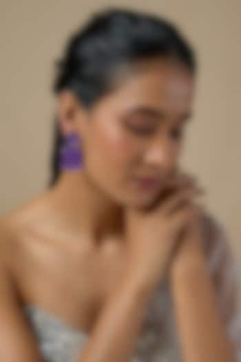 Silver Finish Amethyst Dangler Earrings by Moh-Maya by Disha Khatri at Pernia's Pop Up Shop