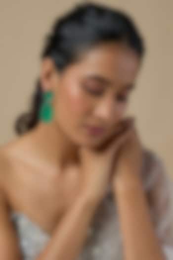 Gold Finish Emerald Stone Dangler Earrings by Moh-Maya by Disha Khatri at Pernia's Pop Up Shop