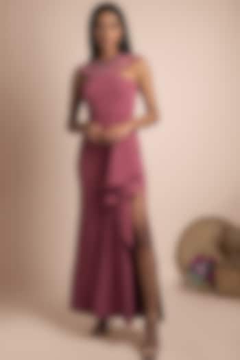 Rose Pink Embellished Gown by Mehak Murpana