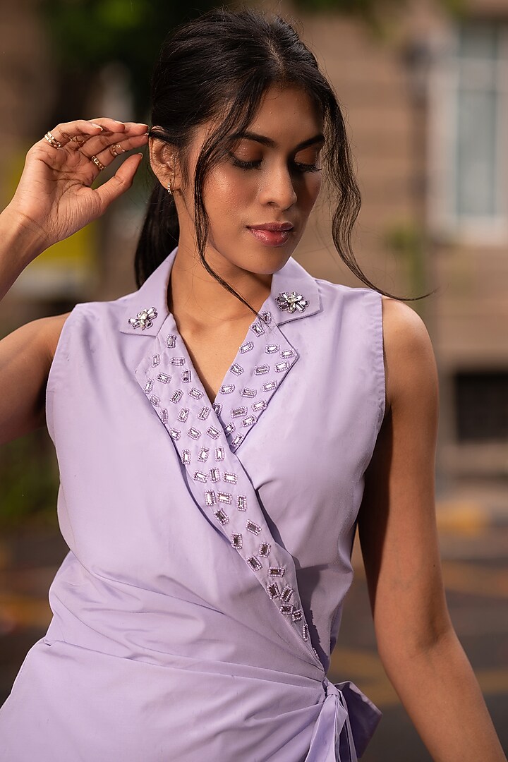 Lilac Cotton Wrapped Summer Dress by Mehak Murpana at Pernia's Pop Up Shop