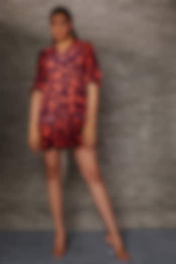 Purple Crepe Printed Draped Summer Dress by Mehak Murpana at Pernia's Pop Up Shop