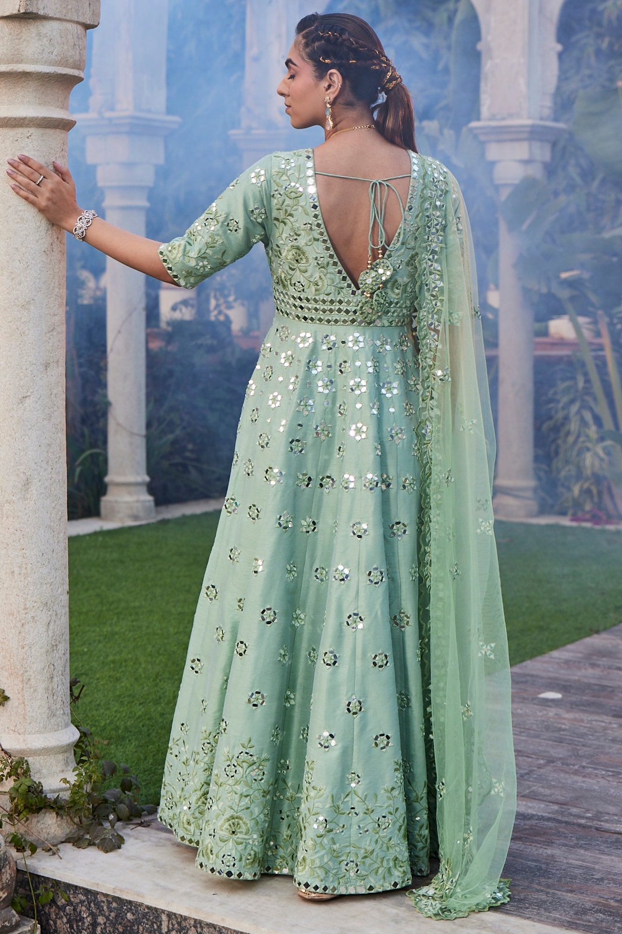 Sea discount green anarkali