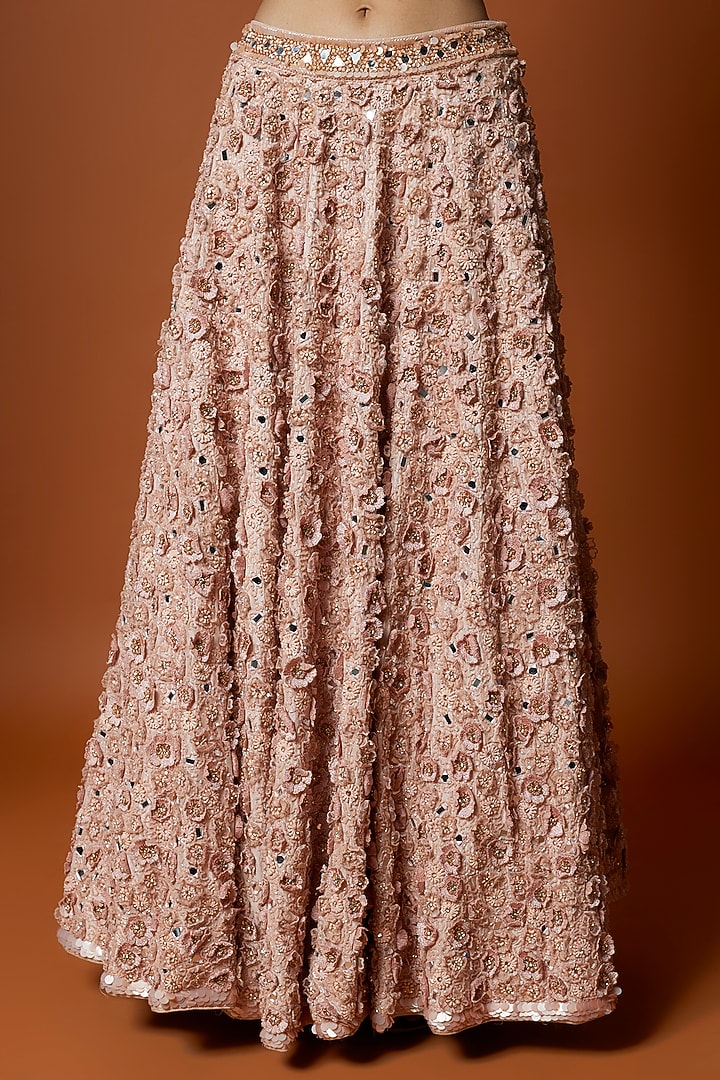 Rose Pink Raw Silk Hand Embroidered Bridal Lehenga Set by Mehak Murpana at Pernia's Pop Up Shop
