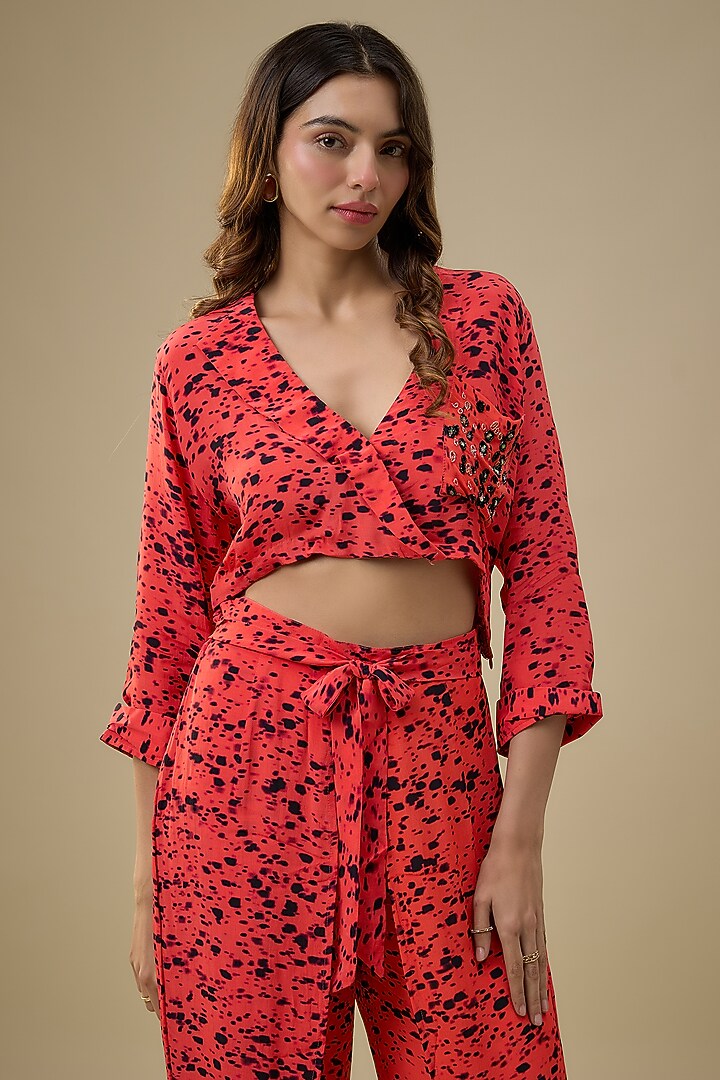 Orange & Black Crepe Printed Pant Set by Mehak Murpana at Pernia's Pop Up Shop