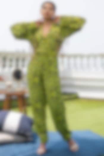 Green Printed Pant Set by Mehak Murpana