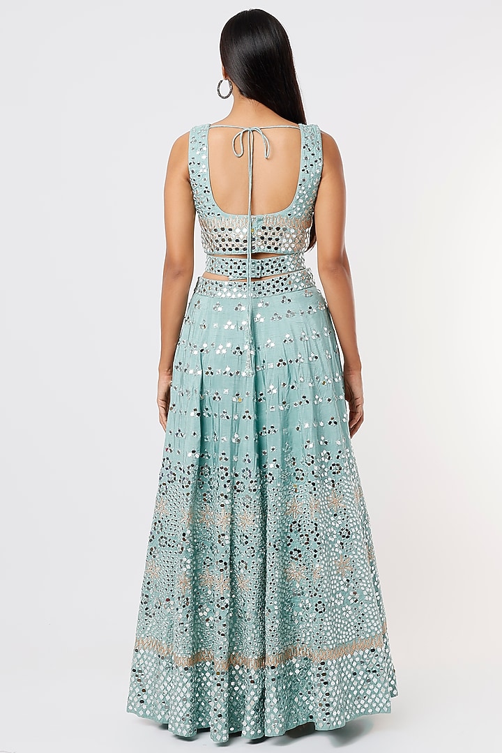 Sea Green Embroidered Wedding Lehenga Set by Mehak Murpana at Pernia's Pop Up Shop