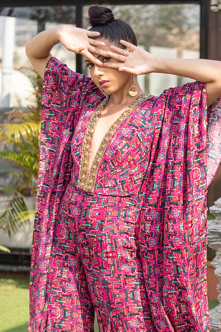Pink Crepe Jumpsuit by Mehak Murpana at Pernia's Pop Up Shop