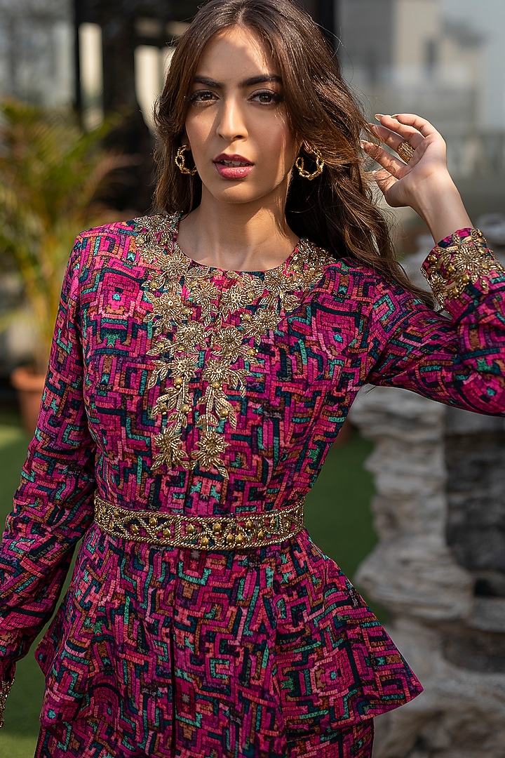 Pink Crepe Wedding Sharara Set by Mehak Murpana at Pernia's Pop Up Shop