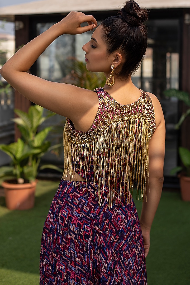 Purple Embroidered Party Wear Gown by Mehak Murpana at Pernia's Pop Up Shop