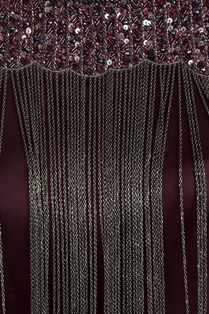 Wine Embellished Party Wear Gown by Mehak Murpana at Pernia's Pop Up Shop