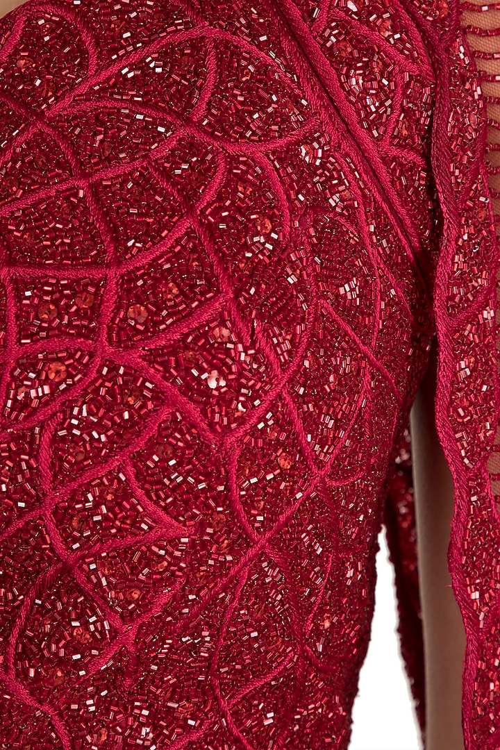 Red Embellished Wedding Lehenga Set by Mehak Murpana at Pernia's Pop Up Shop