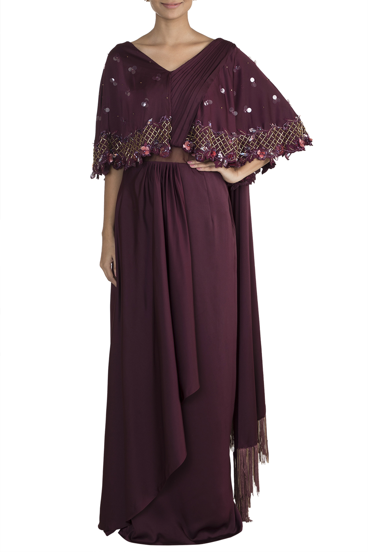 pre draped saree gown