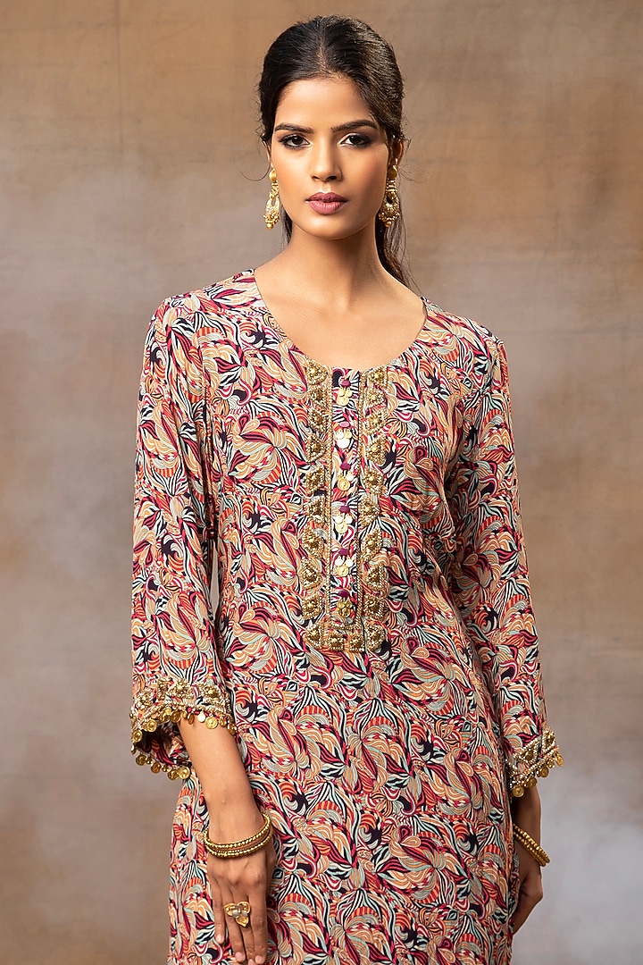Multi-Colored Crepe Printed Kurta Set by Mehak Murpana at Pernia's Pop Up Shop