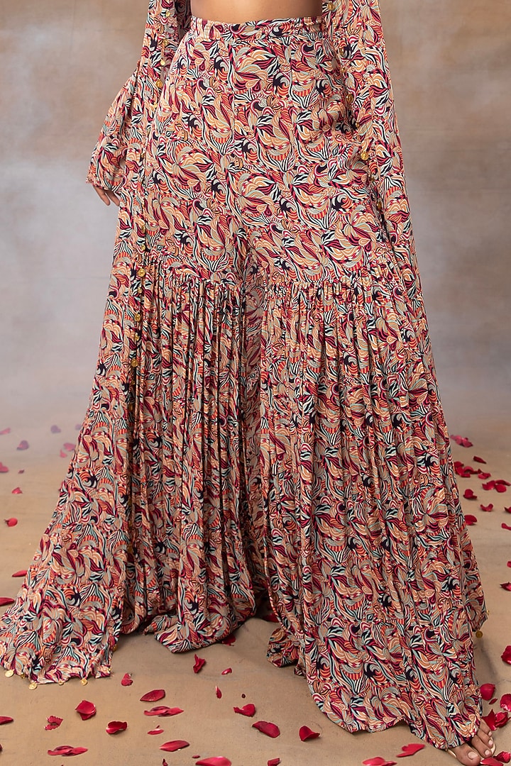 Multi-Colored Crepe Printed Cape Set by Mehak Murpana at Pernia's Pop Up Shop