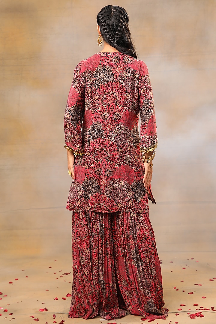 Pink Crepe Floral Printed Party Wear Sharara Set by Mehak Murpana at Pernia's Pop Up Shop