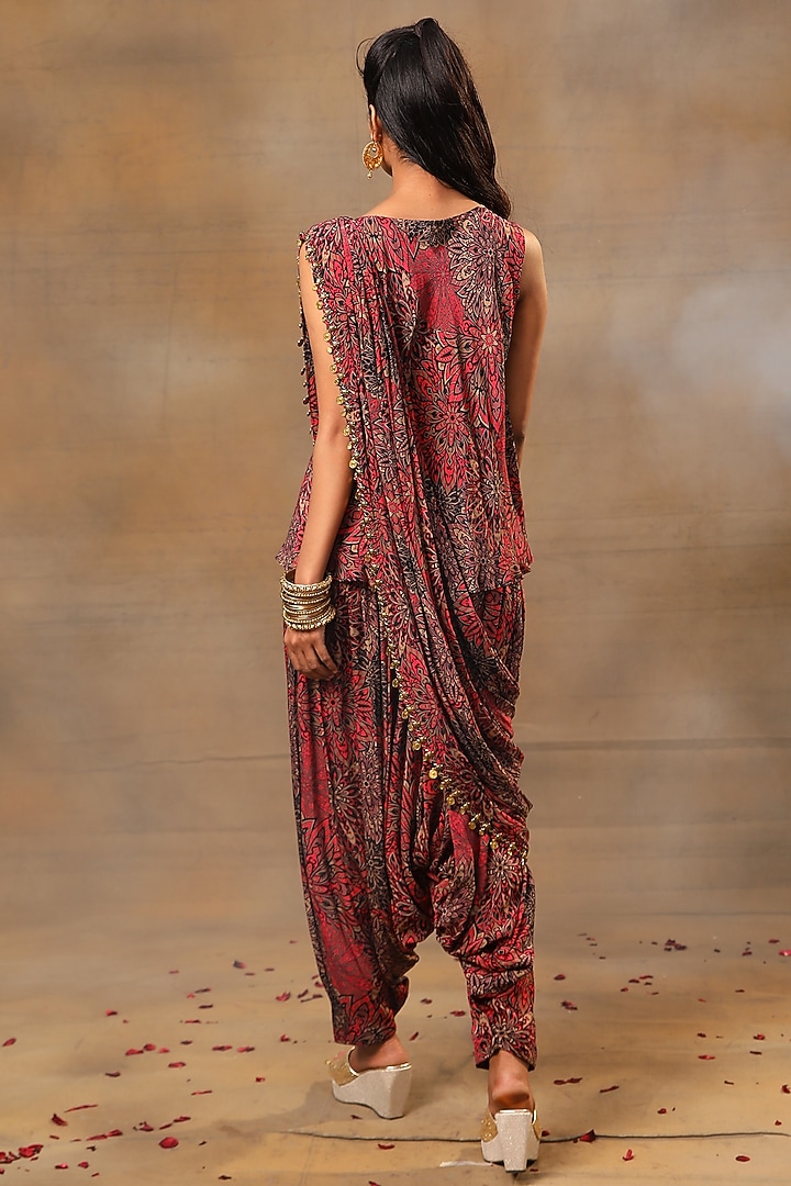 Pink Crepe Printed Dhoti Set by Mehak Murpana at Pernia's Pop Up Shop