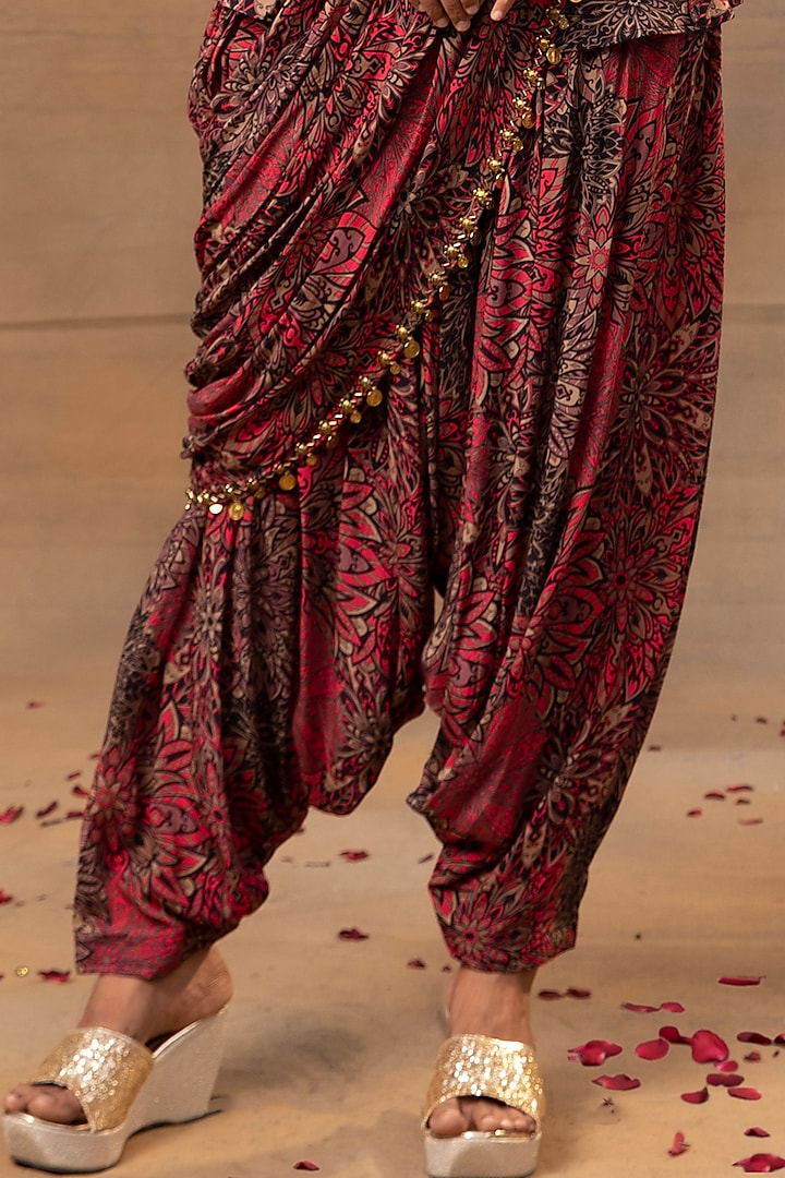 Pink Crepe Printed Dhoti Set by Mehak Murpana at Pernia's Pop Up Shop