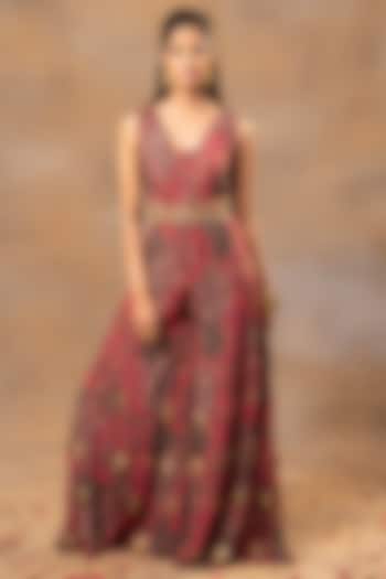 Pink Crepe Floral Printed Jumpsuit by Mehak Murpana at Pernia's Pop Up Shop