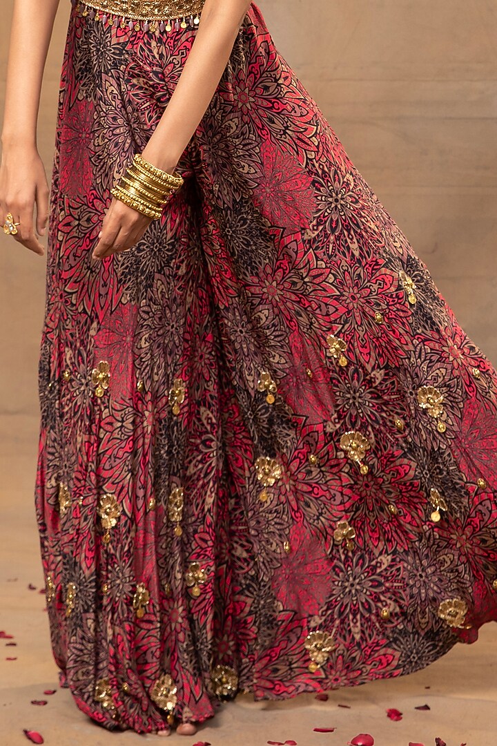Pink Crepe Floral Printed Jumpsuit by Mehak Murpana at Pernia's Pop Up Shop