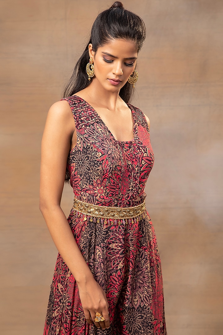 Pink Crepe Floral Printed Jumpsuit by Mehak Murpana at Pernia's Pop Up Shop