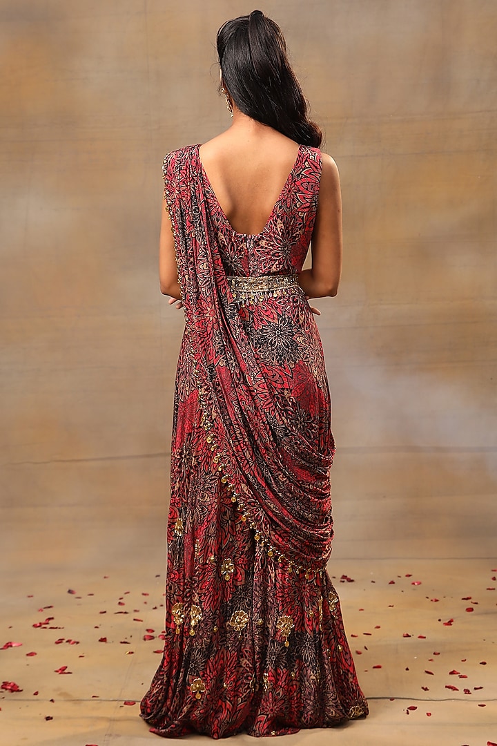 Pink Crepe Floral Printed Jumpsuit by Mehak Murpana at Pernia's Pop Up Shop
