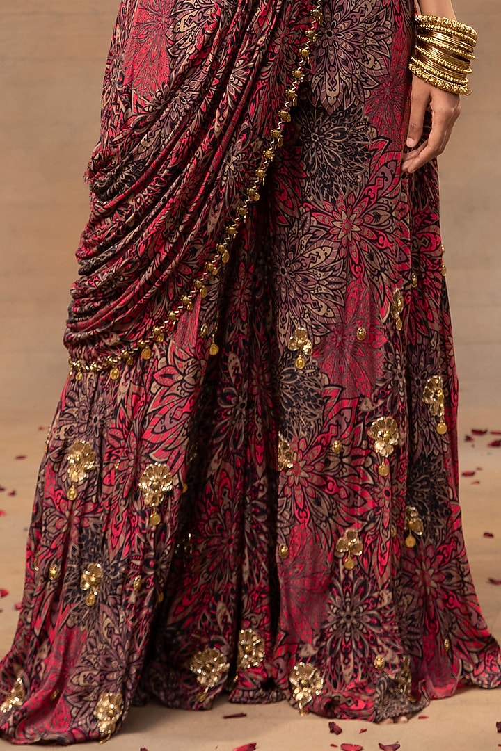 Pink Crepe Floral Printed Jumpsuit by Mehak Murpana at Pernia's Pop Up Shop