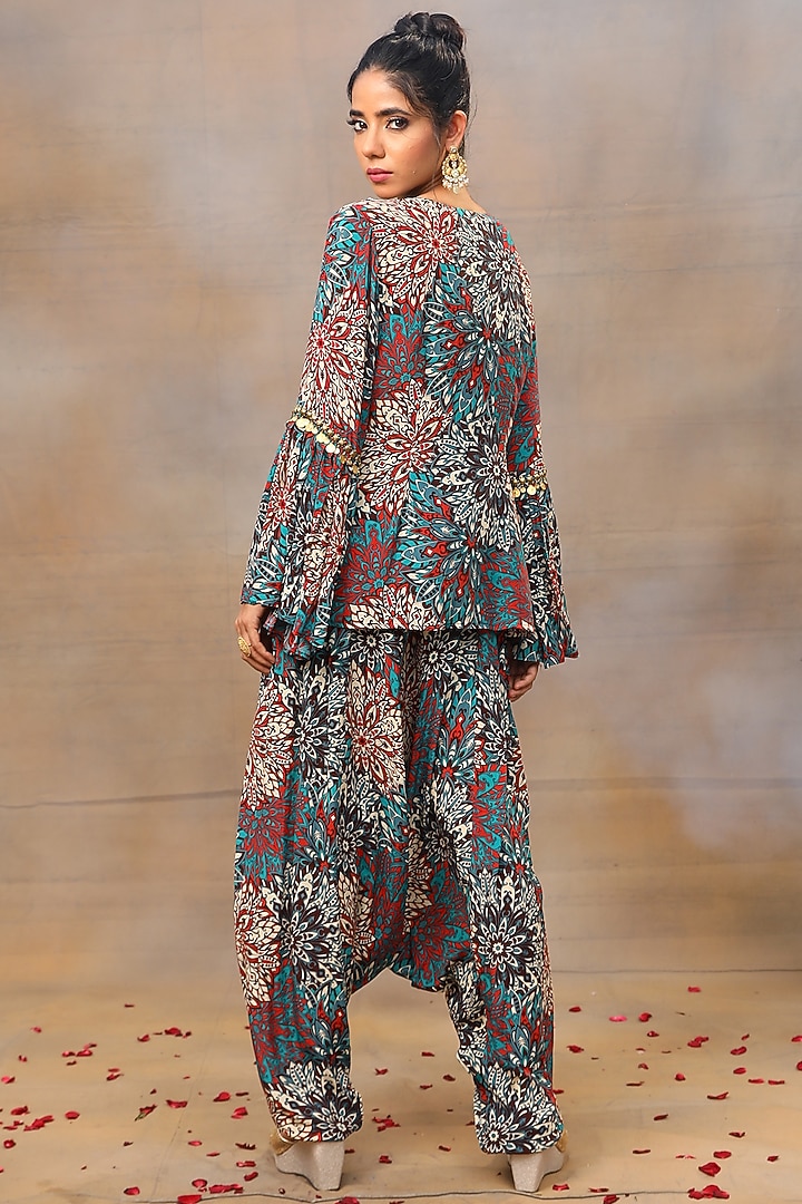 Green Crepe Printed Dhoti Set by Mehak Murpana at Pernia's Pop Up Shop