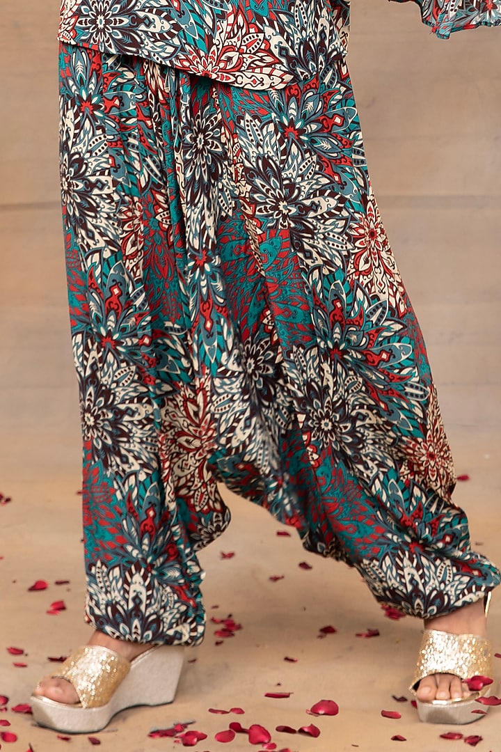 Green Crepe Printed Dhoti Set by Mehak Murpana at Pernia's Pop Up Shop