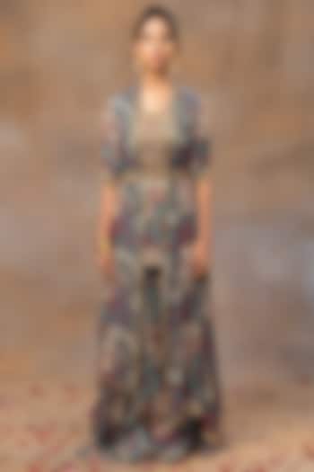 Green Crepe Printed Wedding Sharara Set by Mehak Murpana at Pernia's Pop Up Shop