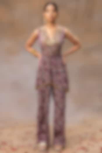 Purple Crepe Printed Co-Ord Set by Mehak Murpana at Pernia's Pop Up Shop