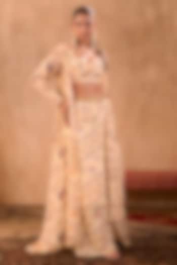 Ivory Crepe Printed Jacket Set by Mehak Murpana at Pernia's Pop Up Shop
