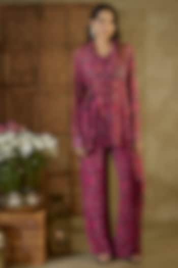 Pink Georgette Printed & Embroidery Co-Ord Set by Mehak Murpana at Pernia's Pop Up Shop