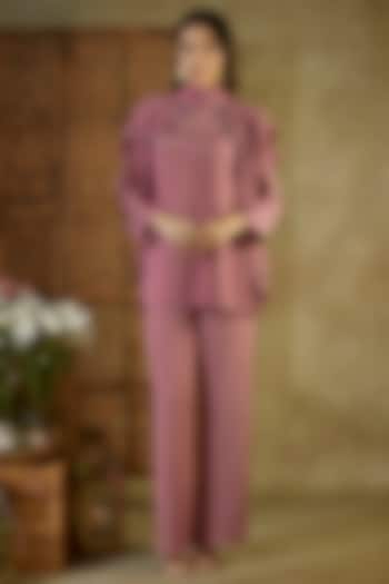 Pink Crepe Embellished Co-Ord Set by Mehak Murpana at Pernia's Pop Up Shop