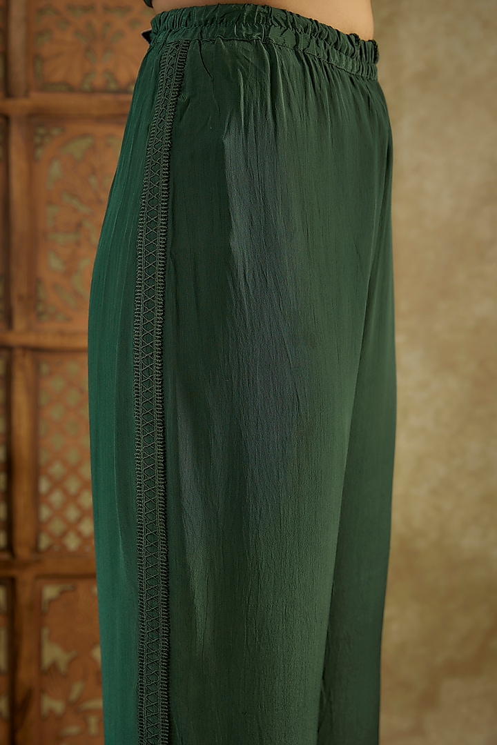 Forest Green Crepe Embroidered Co-Ord Set by Mehak Murpana at Pernia's Pop Up Shop