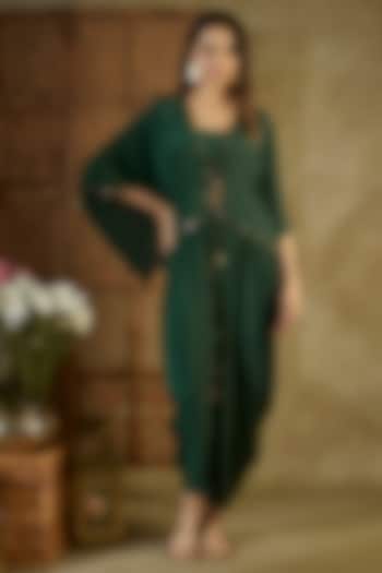Forest Green Crepe Dhoti Set by Mehak Murpana at Pernia's Pop Up Shop